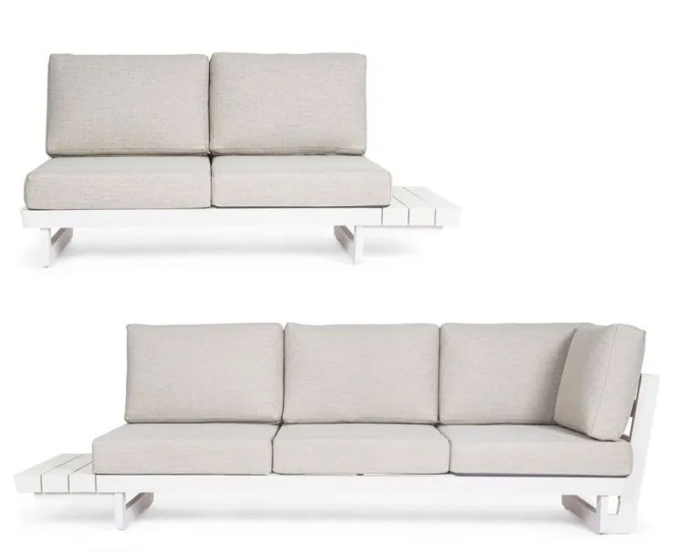Salotti Completi>Bizzotto SALOTTO ANGOLARE IN ALLUMINIO BIANCO WG20 - INFINITY
