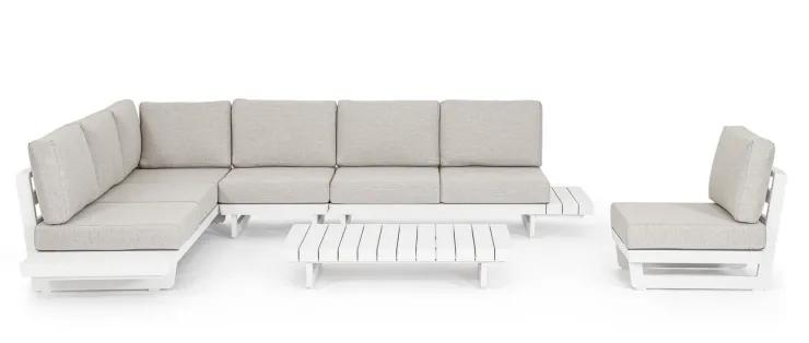 Salotti Completi>Bizzotto SALOTTO ANGOLARE IN ALLUMINIO BIANCO WG20 - INFINITY