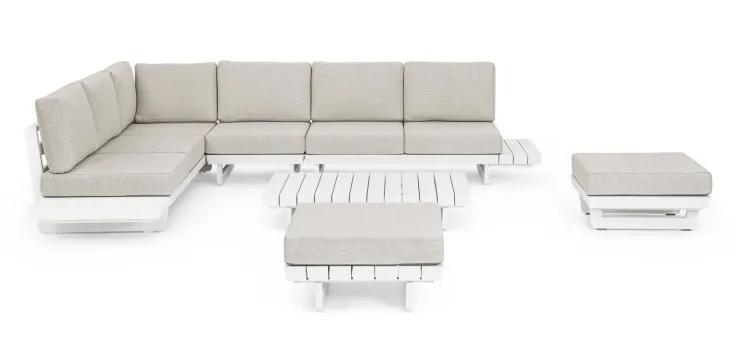 Salotti Completi>Bizzotto SALOTTO ANGOLARE IN ALLUMINIO BIANCO WG20 - INFINITY