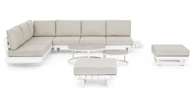 Salotti Completi>Bizzotto SALOTTO ANGOLARE IN ALLUMINIO BIANCO WG20 - INFINITY
