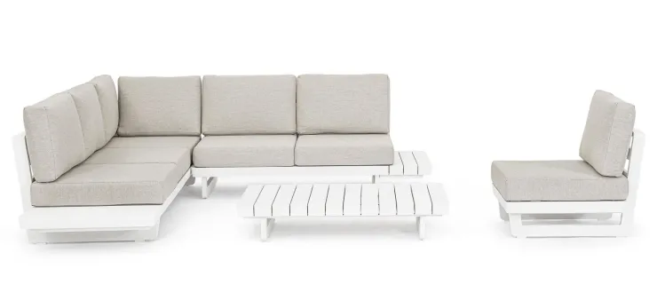 Salotti Completi>Bizzotto SALOTTO ANGOLARE IN ALLUMINIO BIANCO WG20 - INFINITY