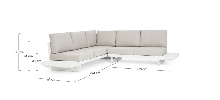 Salotti Completi>Bizzotto SALOTTO ANGOLARE IN ALLUMINIO BIANCO WG20 - INFINITY