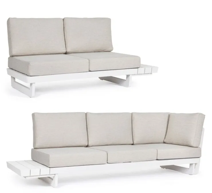 Salotti Completi>Bizzotto SALOTTO ANGOLARE IN ALLUMINIO BIANCO WG20 - INFINITY