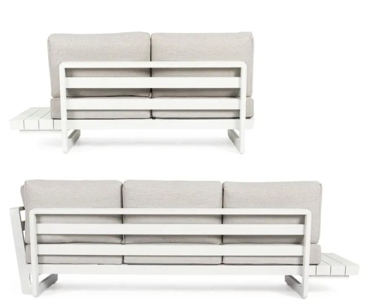 Salotti Completi>Bizzotto SALOTTO ANGOLARE IN ALLUMINIO BIANCO WG20 - INFINITY