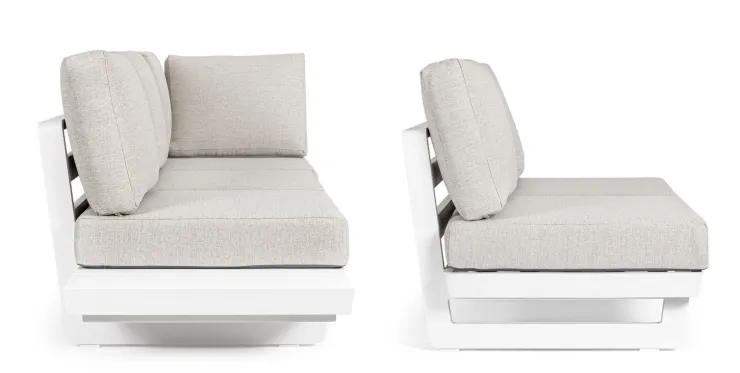 Salotti Completi>Bizzotto SALOTTO ANGOLARE IN ALLUMINIO BIANCO WG20 - INFINITY