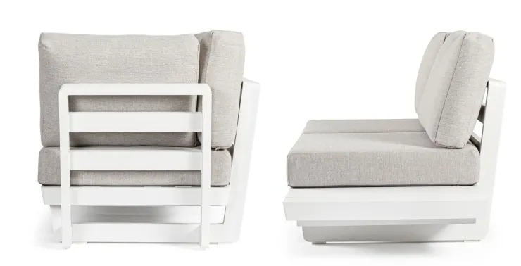 Salotti Completi>Bizzotto SALOTTO ANGOLARE IN ALLUMINIO BIANCO WG20 - INFINITY