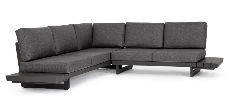Salotti Completi>Bizzotto SALOTTO ANGOLARE IN ALLUMINIO ANTRACITE WG21 - INFINITY