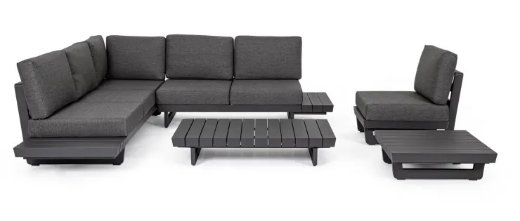 Salotti Completi>Bizzotto SALOTTO ANGOLARE IN ALLUMINIO ANTRACITE WG21 - INFINITY
