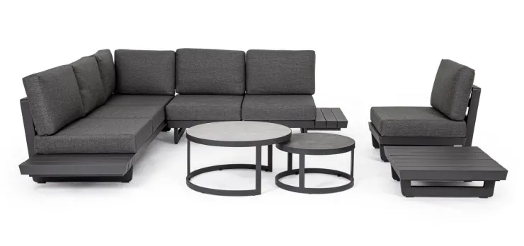 Salotti Completi>Bizzotto SALOTTO ANGOLARE IN ALLUMINIO ANTRACITE WG21 - INFINITY