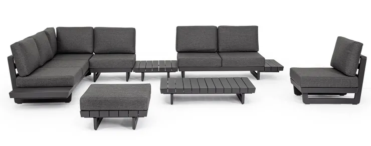 Salotti Completi>Bizzotto SALOTTO ANGOLARE IN ALLUMINIO ANTRACITE WG21 - INFINITY