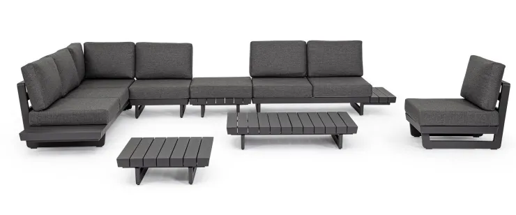 Salotti Completi>Bizzotto SALOTTO ANGOLARE IN ALLUMINIO ANTRACITE WG21 - INFINITY