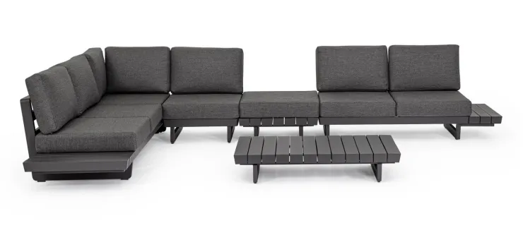Salotti Completi>Bizzotto SALOTTO ANGOLARE IN ALLUMINIO ANTRACITE WG21 - INFINITY