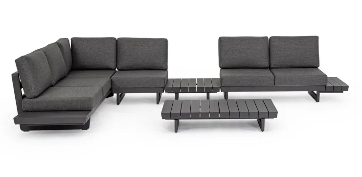 Salotti Completi>Bizzotto SALOTTO ANGOLARE IN ALLUMINIO ANTRACITE WG21 - INFINITY