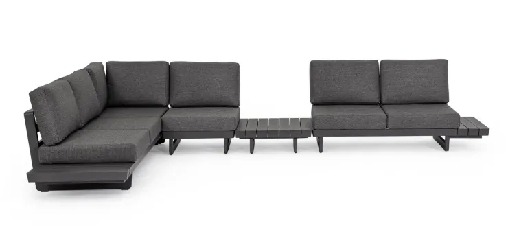 Salotti Completi>Bizzotto SALOTTO ANGOLARE IN ALLUMINIO ANTRACITE WG21 - INFINITY
