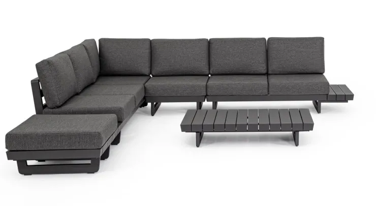 Salotti Completi>Bizzotto SALOTTO ANGOLARE IN ALLUMINIO ANTRACITE WG21 - INFINITY