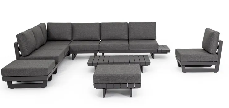 Salotti Completi>Bizzotto SALOTTO ANGOLARE IN ALLUMINIO ANTRACITE WG21 - INFINITY