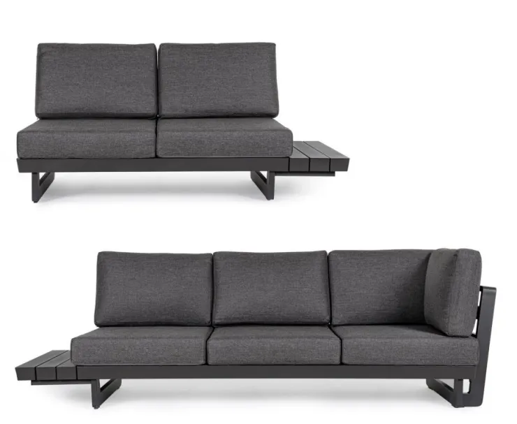 Salotti Completi>Bizzotto SALOTTO ANGOLARE IN ALLUMINIO ANTRACITE WG21 - INFINITY