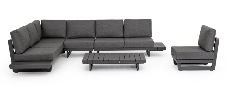 Salotti Completi>Bizzotto SALOTTO ANGOLARE IN ALLUMINIO ANTRACITE WG21 - INFINITY