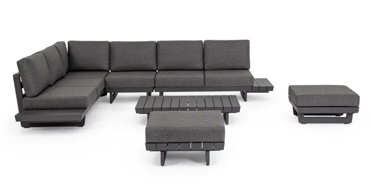 Salotti Completi>Bizzotto SALOTTO ANGOLARE IN ALLUMINIO ANTRACITE WG21 - INFINITY