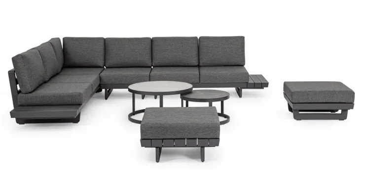 Salotti Completi>Bizzotto SALOTTO ANGOLARE IN ALLUMINIO ANTRACITE WG21 - INFINITY