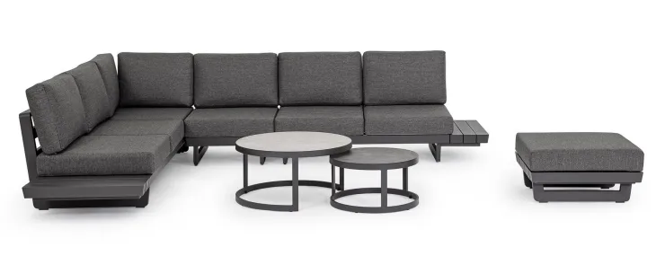 Salotti Completi>Bizzotto SALOTTO ANGOLARE IN ALLUMINIO ANTRACITE WG21 - INFINITY