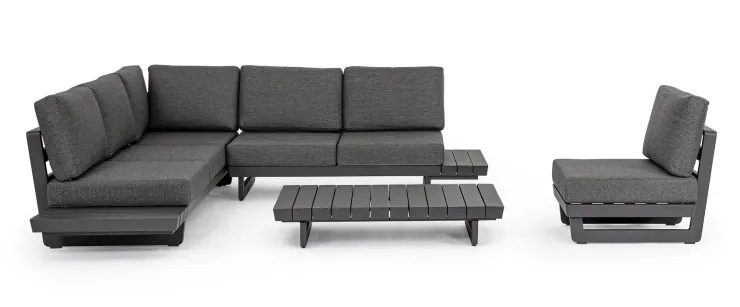 Salotti Completi>Bizzotto SALOTTO ANGOLARE IN ALLUMINIO ANTRACITE WG21 - INFINITY