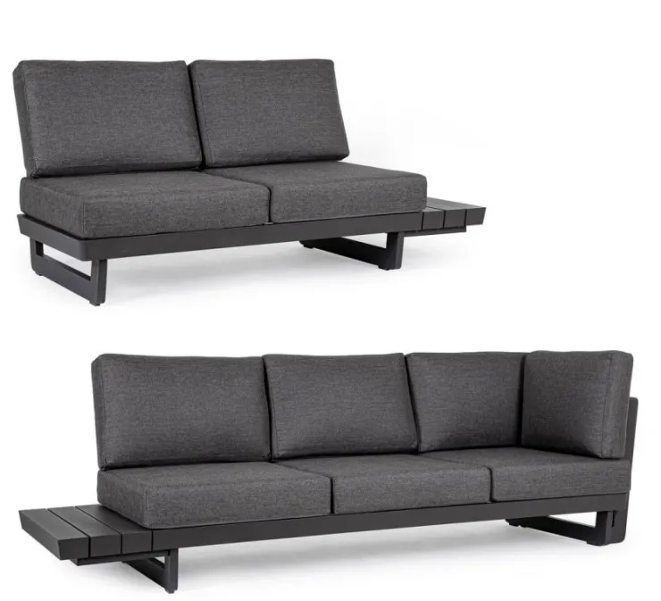 Salotti Completi>Bizzotto SALOTTO ANGOLARE IN ALLUMINIO ANTRACITE WG21 - INFINITY