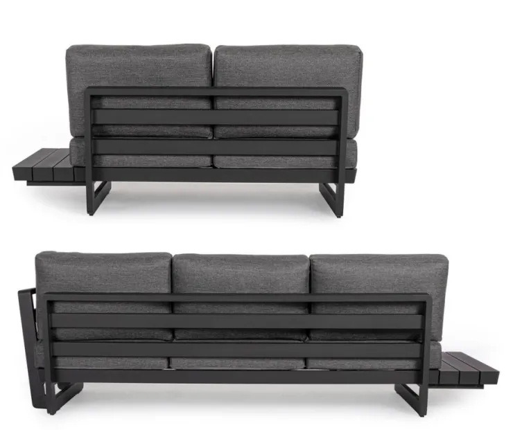 Salotti Completi>Bizzotto SALOTTO ANGOLARE IN ALLUMINIO ANTRACITE WG21 - INFINITY