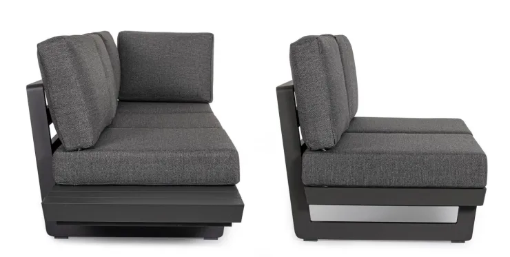 Salotti Completi>Bizzotto SALOTTO ANGOLARE IN ALLUMINIO ANTRACITE WG21 - INFINITY