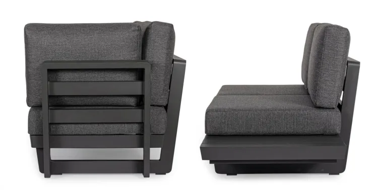 Salotti Completi>Bizzotto SALOTTO ANGOLARE IN ALLUMINIO ANTRACITE WG21 - INFINITY