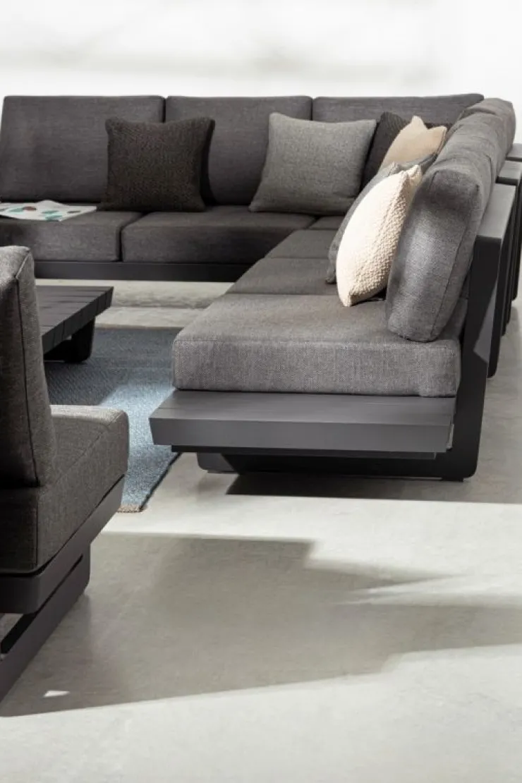Salotti Completi>Bizzotto SALOTTO ANGOLARE IN ALLUMINIO ANTRACITE WG21 - INFINITY