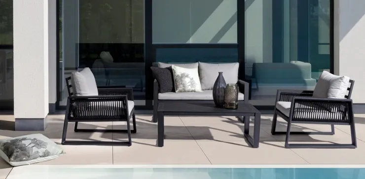 Salotti Completi>Bizzotto SALOTTO IN ALLUMINIO ANTRACITE LH32 - CAPTIVA