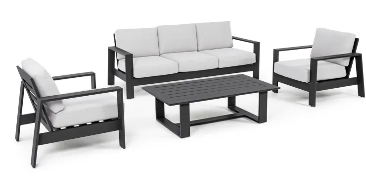 Salotti Completi>Bizzotto SALOTTO IN ALLUMINIO ANTRACITE YK13 - BALTIC