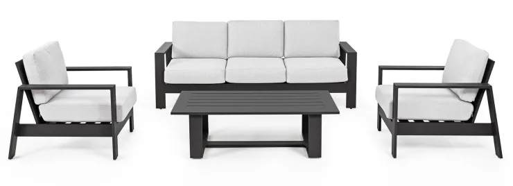 Salotti Completi>Bizzotto SALOTTO IN ALLUMINIO ANTRACITE YK13 - BALTIC