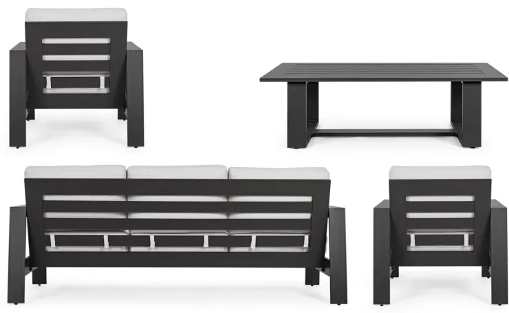 Salotti Completi>Bizzotto SALOTTO IN ALLUMINIO ANTRACITE YK13 - BALTIC