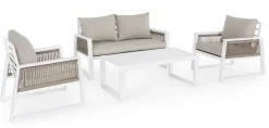 Salotti Completi>Bizzotto SALOTTO IN ALLUMINIO BIANCO LH30 - CAPTIVA