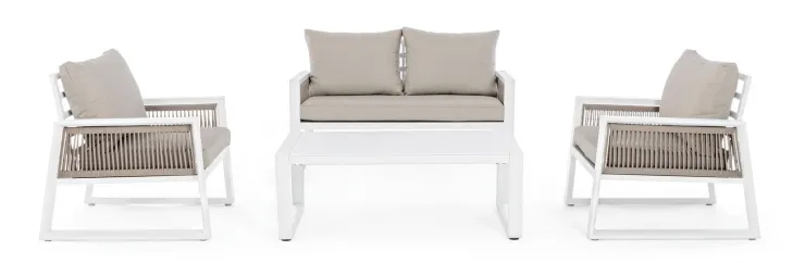 Salotti Completi>Bizzotto SALOTTO IN ALLUMINIO BIANCO LH30 - CAPTIVA