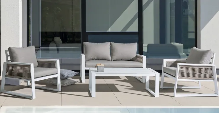 Salotti Completi>Bizzotto SALOTTO IN ALLUMINIO BIANCO LH30 - CAPTIVA