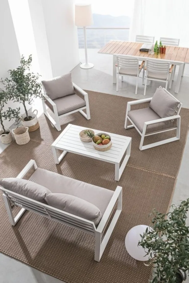 Salotti Completi>Bizzotto SALOTTO IN ALLUMINIO BIANCO LH30 - CAPTIVA