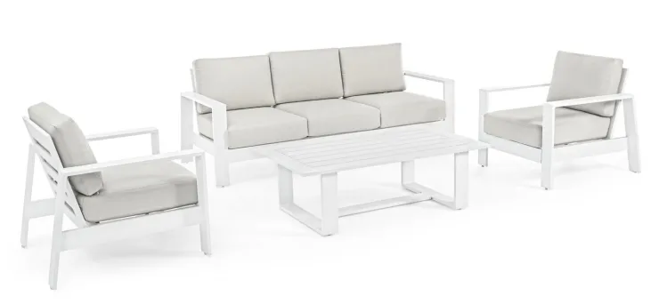 Salotti Completi>Bizzotto SALOTTO IN ALLUMINIO BIANCO YK11 - BALTIC