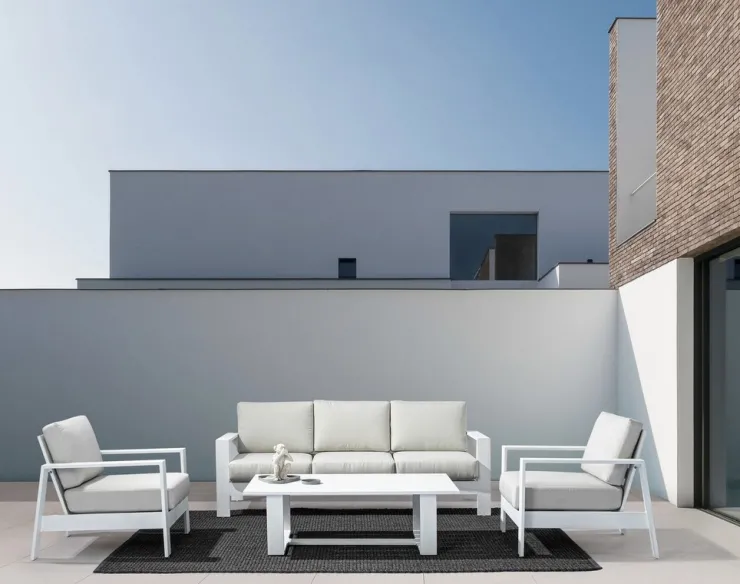 Salotti Completi>Bizzotto SALOTTO IN ALLUMINIO BIANCO YK11 - BALTIC