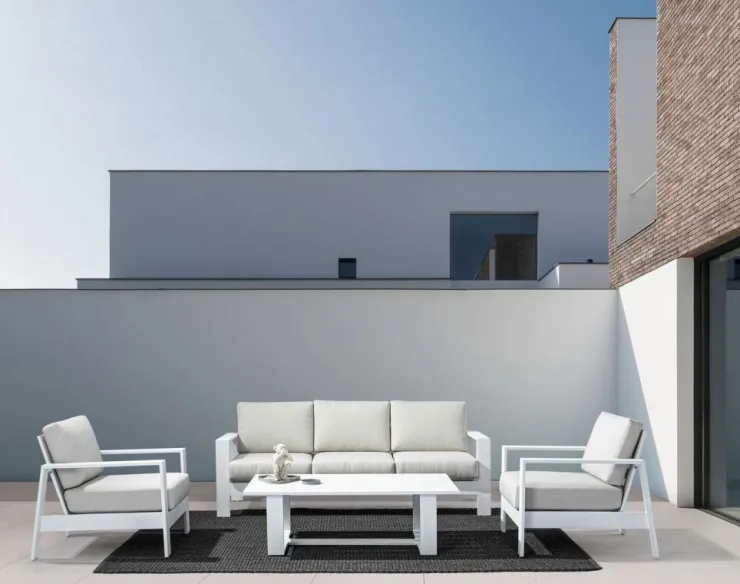 Salotti Completi>Bizzotto SALOTTO IN ALLUMINIO BIANCO YK11 - BALTIC