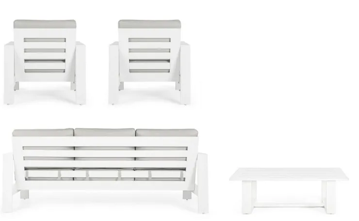 Salotti Completi>Bizzotto SALOTTO IN ALLUMINIO BIANCO YK11 - BALTIC