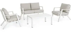 Salotti Completi>Bizzotto SALOTTO IN ALLUMINIO CON CUSCINI BIANCO YK11 - HARLEY