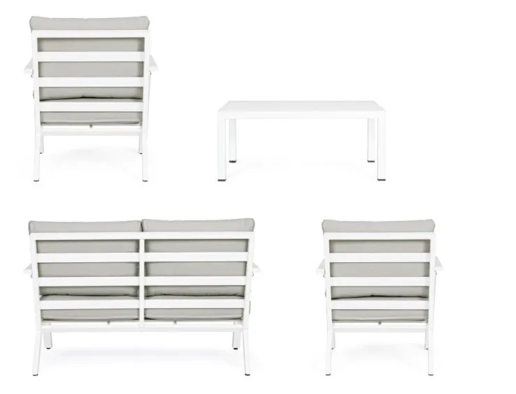 Salotti Completi>Bizzotto SALOTTO IN ALLUMINIO CON CUSCINI BIANCO YK11 - HARLEY