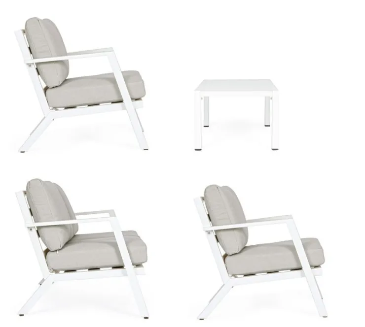 Salotti Completi>Bizzotto SALOTTO IN ALLUMINIO CON CUSCINI BIANCO YK11 - HARLEY