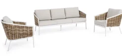 Salotti Completi>Bizzotto SALOTTO IN FIBRA SINTETICA BIANCO YK11 - MARIBELA