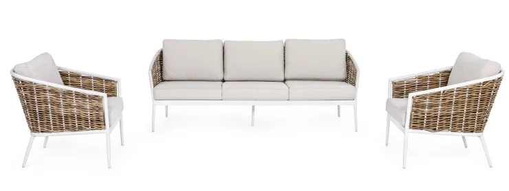 Salotti Completi>Bizzotto SALOTTO IN FIBRA SINTETICA BIANCO YK11 - MARIBELA