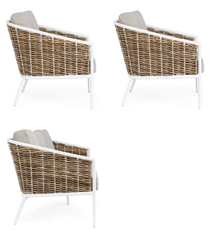 Salotti Completi>Bizzotto SALOTTO IN FIBRA SINTETICA BIANCO YK11 - MARIBELA