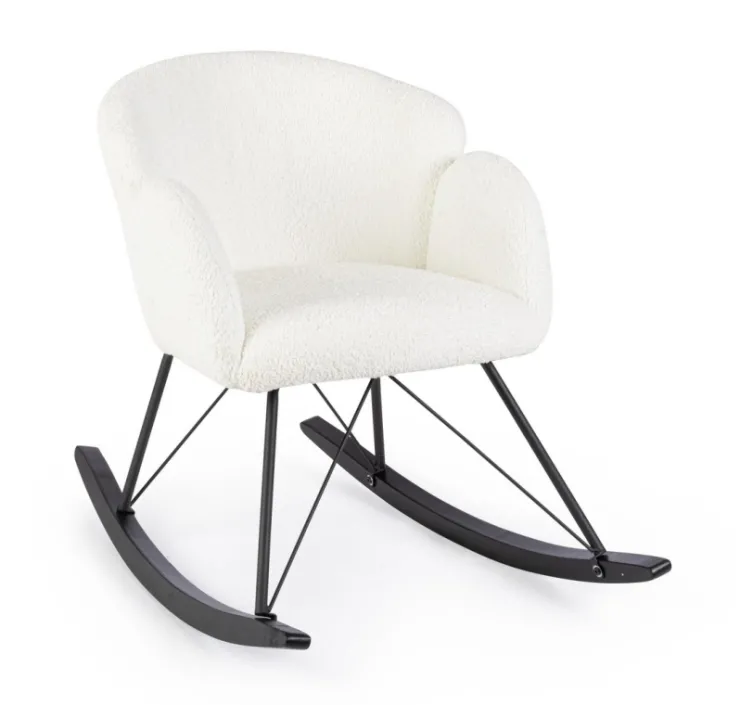 Poltrone E Chaise Longue>Bizzotto SEDIA A DONDOLO EFFETTO BOUCLE' BIANCA - SIBILLA